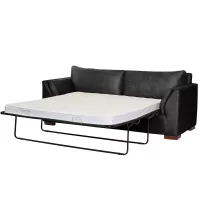 Sofá Cama Milan 2PL Cuero Kentucky Negro Con Asiento de Resortes Pocket