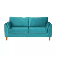 Sofá Milan 2C Tela Velvet Turquesa Con Asiento de Resortes Pocket