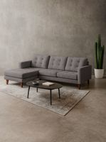 Sofa Chaiselong Izq Napoles Tela  Velvet  Gris