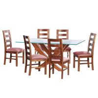 Juego De Comedor Alicante 6 Sillas Granada  Tela Velvet Palo Rosa