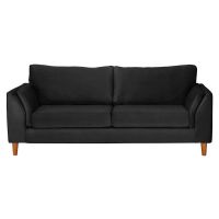 Sofá Milan 3C Tela Velvet Negro Con Asiento de Resortes Pocket