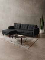 Sofa Seccional Izquierdo Napoles Tela Velvet Negro