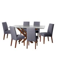 Juego De Comedor Merida 6 Sillas Cadiz Lino Gris Oscuro