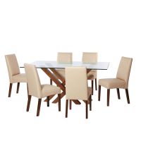 Juego De Comedor Merida 6 Sillas Cadiz Pu Beige