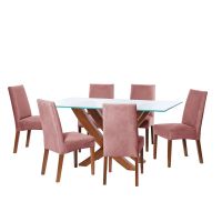 Juego De Comedor Alicante 6 Sillas Cadiz Tela Velvet Palo Rosa