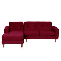 Sofa Chaiselong Izq Salerno Tela  Velvet  Burdeo