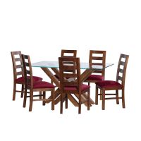 Juego De Comedor Merida 6 Sillas Granada  Tela Velvet Burdeo