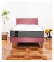 Cama Europea Zen Best 1.5 Plaza Colchon Resortes Base Dividida + Respaldo Tela Palo Rosa