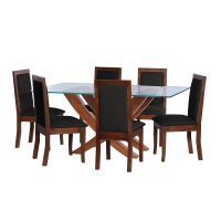 Juego De Comedor Alicante 6 Sillas Girona Pu Negro