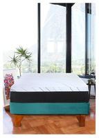 Cama Europea Zen Pro Colchon Resortes 1.5 Plaza Base Dividida Tela Turquesa