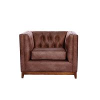 Sofa Roma 1 Cuerpo Capitoné Cuero Colorado Caramelo