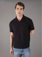 Polo texturizado con tejido crepé Negro Calvin Klein