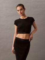 Polera de Pijama Rib Crop Negro Calvin Klein