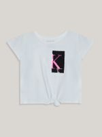 Polera Niña Split Monogram Sequin Blanco Calvin Klein