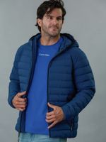 Parka con Gorro Packable Azul Calvin Klein