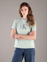 Polera Clásica- Monograma Estampado Verde Calvin Klein