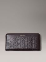 Billetera Textura de Monograma Cafe Calvin Klein