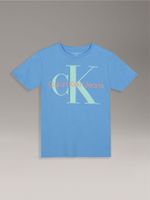 Polera Niño Classic Con Monograma Celeste Calvin Klein