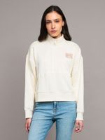 Polerón de felpa con cierre parcial Beige Calvin Klein