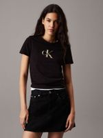 Polera slim con monograma Negro Calvin Klein