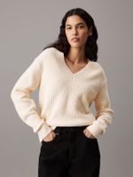 Sweater Boucle V Neck Relaxed Beige Calvin Klein