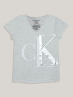 Polera Niña Split Monogram Gris Calvin Klein