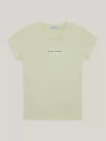 Polera Niña Micro Monogram Verde Calvin Klein