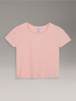 Polera Niña Cuello Cuadrado Canalé Damasco Calvin Klein