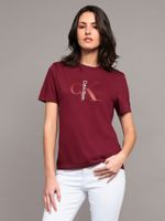 Polera classic con monograma Burdeo Calvin Klein