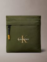 Bolso Plano de Nailon con Monograma Verde Calvin Klein