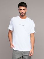 Polera Logo Piping Blanco Calvin Klein