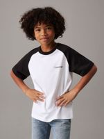 Polera Niño Color Block Blanco Calvin Klein