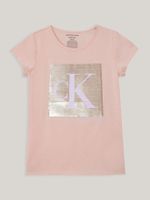Polera Niña Monogram Sequin Rosado Calvin Klein