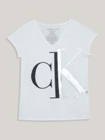 Polera Split Niña Monogram Blanco Calvin Klein