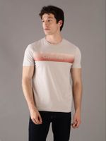 Polera Linear con Logo Beige Calvin Klein