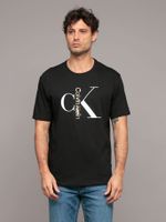 Polera monogram con cuello redondo Negro Calvin Klein