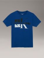 Polera Niño De Manga Corta Monograma Azul Calvin Klein