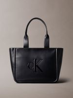 Cartera Tote Con Monograma Grabado Negro Calvin Klein