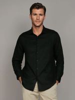 Camisa Slim Cotton Untucked Negro Calvin Klein