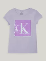 Polera Niña Monogram Sequin Lila Calvin Klein