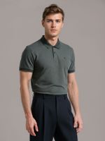 Polo Jacquard con Micro Logo Gris Calvin Klein