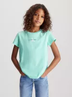 Polera Niña Micr Monogram Verde Calvin Klein