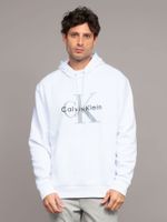 Polerón con Gorro Monograma Blanco Calvin Klein