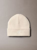 Gorro Beanie con Monograma Bordado Beige Calvin Klein