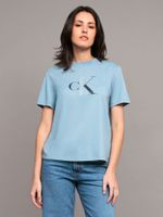 Polera classic con monograma Celeste Calvin Klein