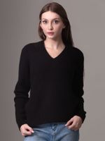Sweater Boucle V Neck Relaxed Negro Calvin Klein