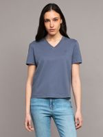 Polera con cuello v con logo archive azul Calvin Klein