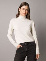 Sweater De Cuello Alto y Lana Merino Beige Calvin Klein