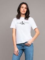 Polera classic con logo tape Blanco Calvin Klein