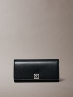 Billetera Plegada De Cuero Con Logo Negro Calvin Klein